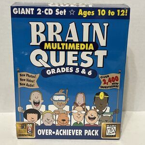 NEW Brain Quest 2 CD Set Grades 5&6 CD-Rom Over Achiever Pack Computer Game